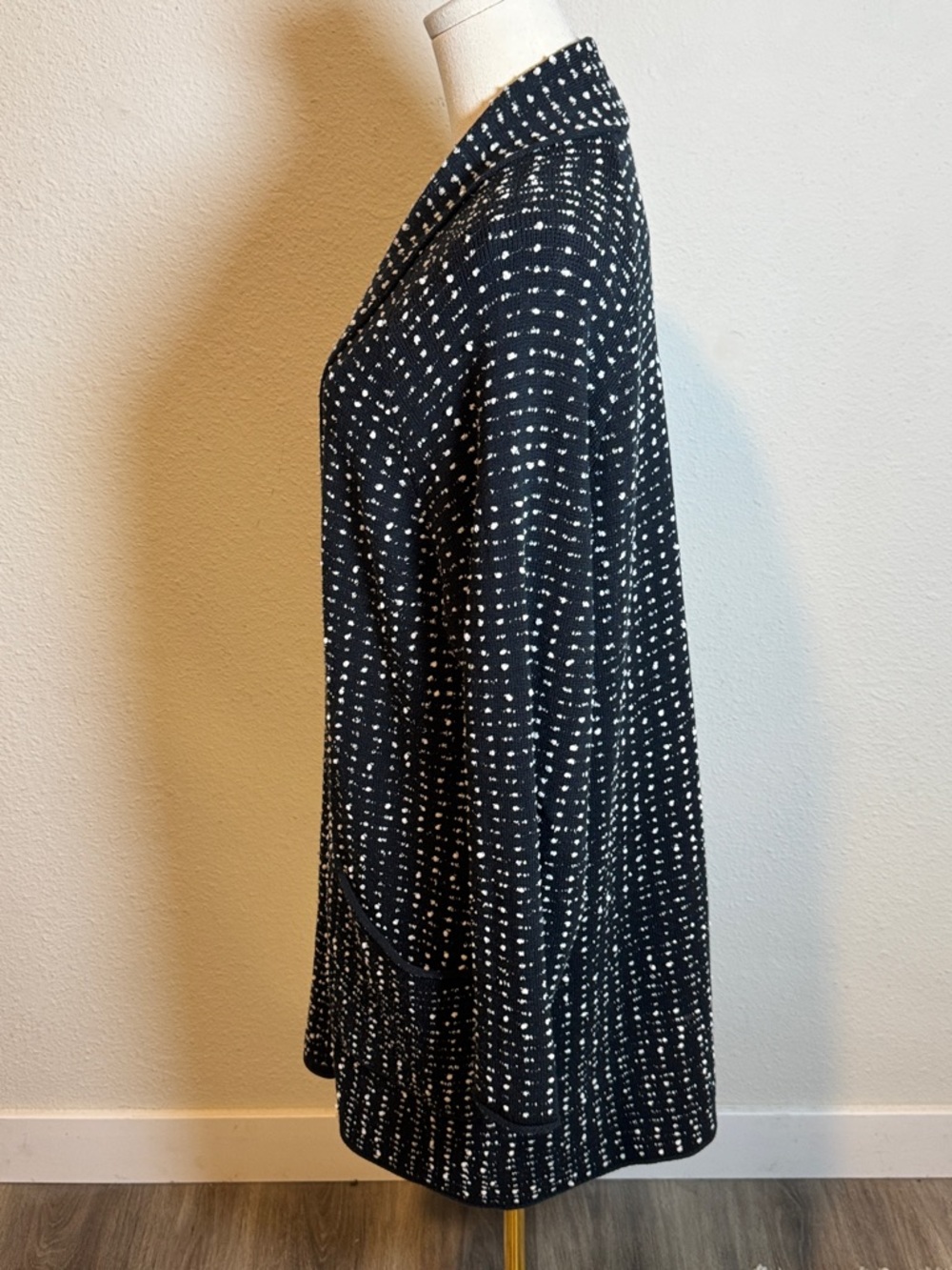LIV by Habitat Black & White Open Front Knit Cardigan Sweater size Large - Picture 4 of 15